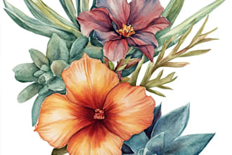 draw botanical illustration flower, plant design