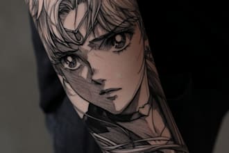 make anime tattoo design and tattoo art for your requirement