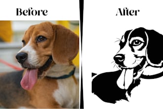 design professional black and white vector art for stencil