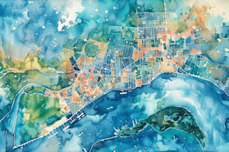 create a custom wedding map watercolor style