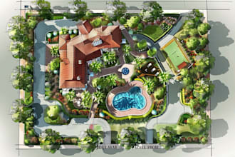 make property map, plat map, site plan, landscape design, and rendering