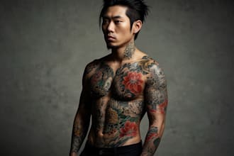 design a custom japanese tattoo design with artistic style