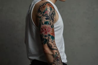 make a professional japanese, asian style tattoo design