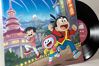 design anime cartoon cover art for your album cover artwork