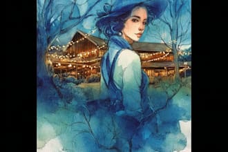 draw watercolor illustration art for you