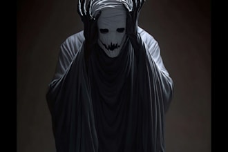 draw detailed dark art illustration for merchandise clothing