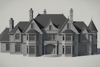 create realistic 3d house model for architectural visualization and 3d printing