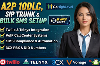 setup twilio or telnyx sip trunk, did numbers and voip system