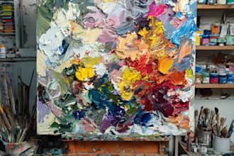 make artistic oil painting on oil canvas