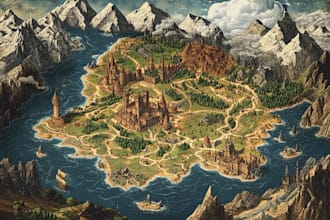 create 2d map illustration map design vector fantasy