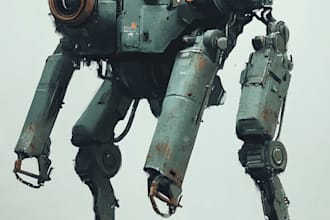 do anime style mecha robot illustrations
