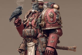create dark sci fi warhammer 40k character artwork