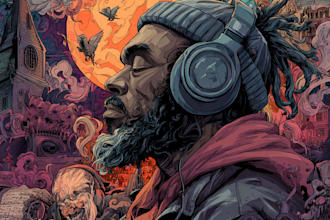 create doodle illustration for music album cover