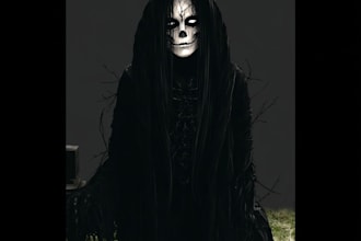 draw a detailed dark art rock gothic illustration