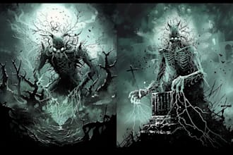 draw fantasy or dark creepy horror art illustration