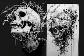 draw a metal, horror, dark art