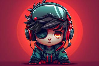 design awesome and unique e sport logo mascot in chibi style