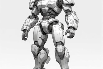 design any type of robot, armor or mecha in line art