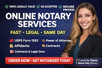 perform online notary services notarize your documents, poa, wet stamp signature