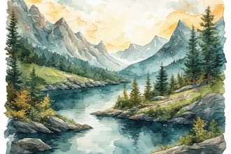 draw a watercolor landscape illustration