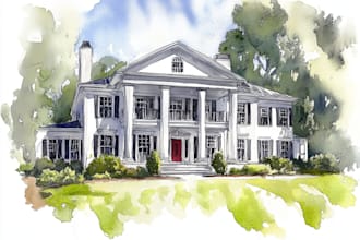watercolor a house portrait