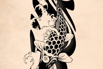 do a tattoo in a japanese style in blackwork or in color
