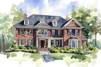 watercolor a house portrait