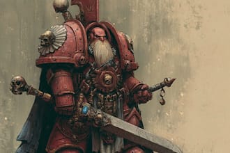 illustrate grimdark warhammer 40k warriors and heroes