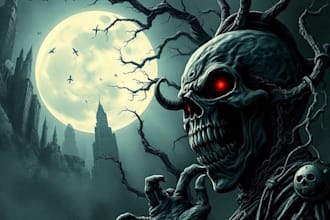 do an brutal, dark, horror, metal art illustration