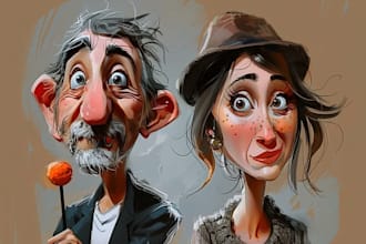 draw artistic cartoon caricatures