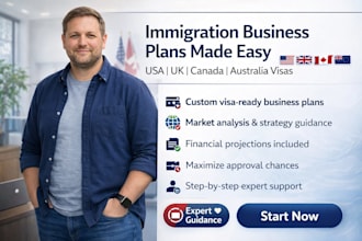 create immigration business plans for USA, UK, canada, and australia visas