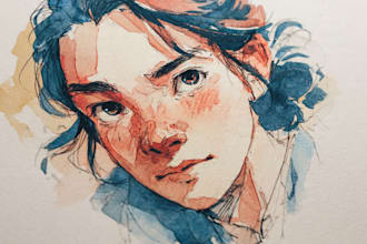 paint a colorful portrait in watercolor