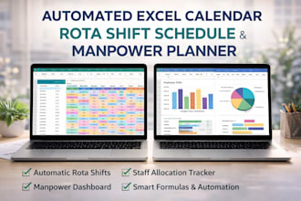 create an automated excel calendar, rota shift schedule and manpower planner