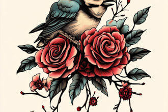 makea unique tattoo design,neo traditional, old school