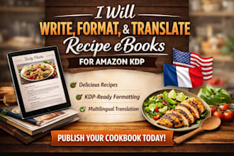 write format and translate recipe ebooks for amazon KDP usa