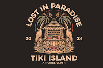 make tiki vintage logo design with unlimited revision