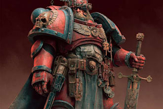 create detailed warhammer 40k character concept art