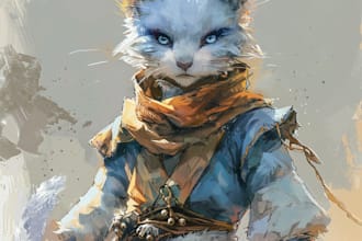 make a digital watercolor ffxiv, furry character art for you