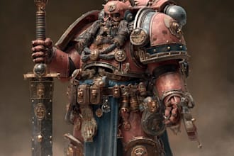 create cinematic warhammer 40k character artwork