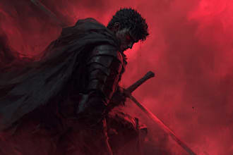 draw custom dark berserk style art in high quality