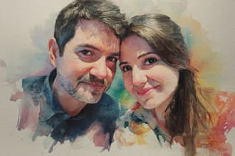 draw a watercolor couple portrait
