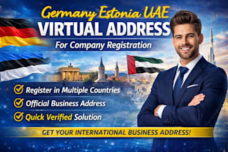 provide germany estonia uae virtual address for company registration