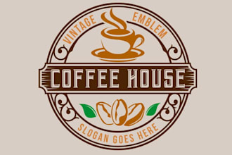 design vintage coffee shop logo with unlimited revision