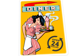 design wonderful diner girls vintage logo with 1 day delivery