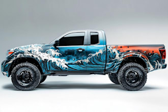 draw clean and professional car wrap, vehicle wrap design