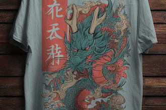 tshirt design with japanese vintage streetwear