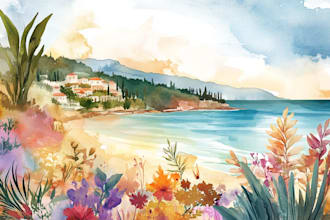 paint landscapes in watercolor