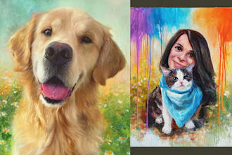 paint a pet portrait on canvas with free shipping