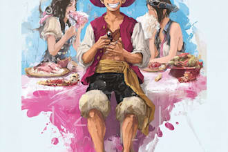 draw custom one piece character illustrations