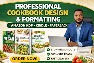 format and design vegan, mediterranean or diet cookbook, ebook for amazon KDP